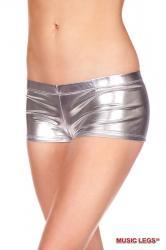 Music Legs: Shorts lucidi elasticizzati effetto metallizzato. Argento