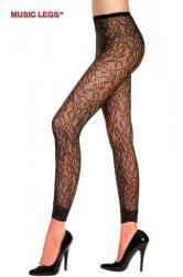 Music Legs: pantacollant neri con lavorazione floreale.
