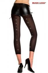 Music Legs: pantacollant nero opaco con pois glitterati.
