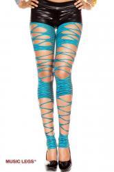 Music Legs: leggings zebrati turchese/nero con intagli.