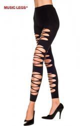 Music Legs: pantacollant neri con intagli a goccia.