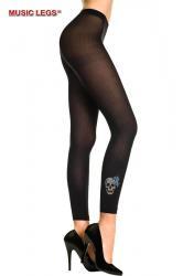Music Legs: pantacollant nero con disegni.