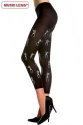 Music Legs: pantacollant nero con scheletri.