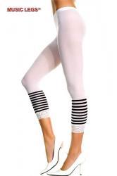 Music Legs: leggings bianchi con righe nere e pizzo.