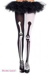 Music Legs: collant bicolore con disegno ossa.