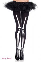 Music Legs: collant nero con disegno ossa.