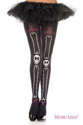 Music Legs: collant con disegno ossa e teschi messicani.