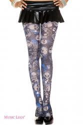 Music Legs: collant con motivo teschi.