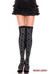 Music Legs: calze con motivo floreale e criss cross.