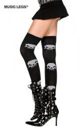 Music Legs: calze nere con teschi grandi.