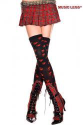 Music Legs: calze nere con teschi rossi.