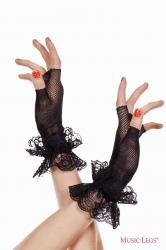 Music Legs: guanti corti a rete con merletto.