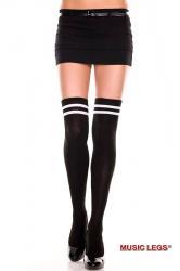 Music Legs: calze nere con righe bianche nella balza.