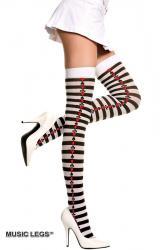Music Legs: Calze a righe con simboli carte.