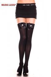 Music Legs: calze nere opache con fiocco e cammeo.