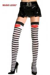 Music leg: calze opache a righe con cuore.