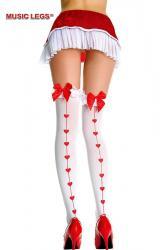 Music Legs: calze bianche con cuoricini e fiocco.