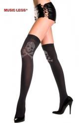 Music Legs: calze nere con borchiettine a forma di teschio.