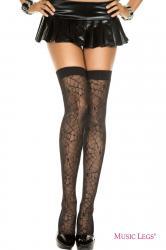Music Legs: calze velate con motivo ragnatela.