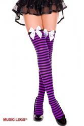 Music Legs: calze a righe con merletto e fiocco.
