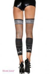 Music Legs: gambali misto rete e filato coprente.