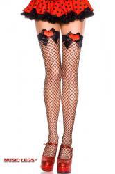 Music Legs: calze a rete con fiocco e cuore.