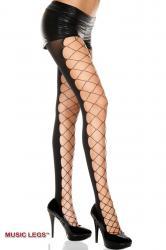 Music Legs: collant a rete larga davanti e tessuto dietro.