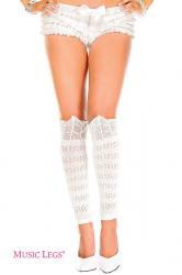 Music leg: gambali in tessuto bianco lavorato.