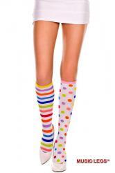 Music Legs: gambaletti multicolore a righe e pois.