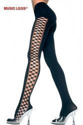 Music Legs: opague tights with multi fencenet sides.