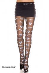 Music Legs: collant velati con scritte e disegno fantasmi.