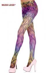 Music Legs: collant multicolore con motivo fiamme.