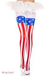 Music Legs: collant con disegno bandiera americana.
