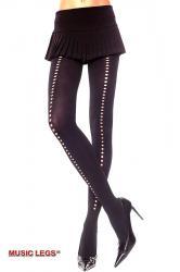Music Legs: collant nero con righe traforate.
