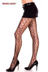 Music Legs: collant velato con disegni floreali.