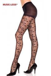 Music leg: sheer pantyhose with heart design.