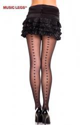 Music leg: sheer pantyhose with hearts.