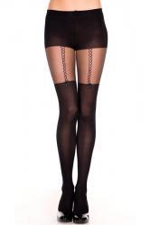 Music Legs: spandex pantyhose with faux suspender.