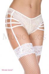 Slip reggicalze in pizzo con stringhe elastiche. Bianco