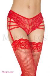 Slip reggicalze in pizzo con stringhe elastiche. Rosso