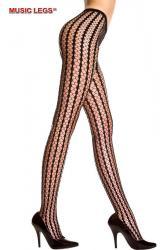 Music Legs: collant a rete esagonale con righe verticali.