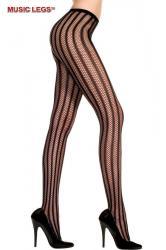 Music Legs: collant a rete con righe verticali ricamate.