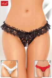 Softline - Tanga in pizzo con merletti e fiocchetto.