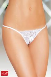 Tanga aperto in microrete e pizzo con fiocchetto