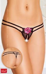 Softline - Tanga con fiore ricamato e strass.