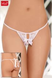 Softline - Tanga aperto con fiocchi. Bianco