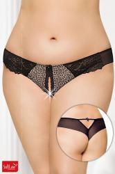 Softline - Tanga in microrete e pizzo - maculato.