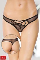 Softline - Slip con taglio asimmetrico e strass. Nero.