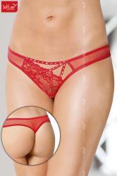 Softline - Slip con taglio asimmetrico e strass. Rosso.