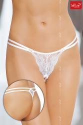 Softline - Tanga in pizzo con doppio fianchetto. Bianco.